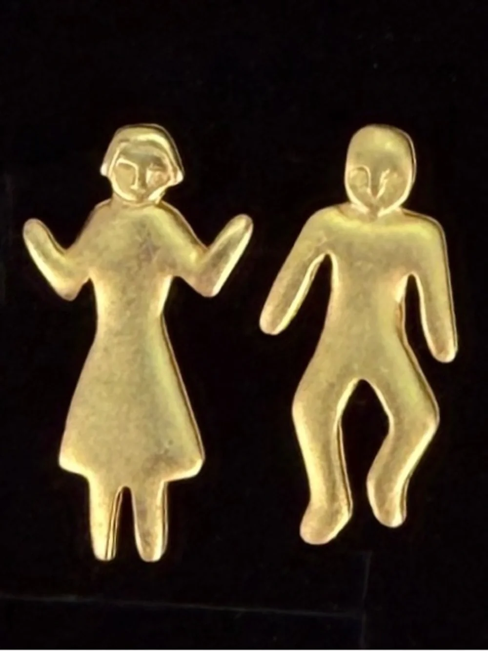 Vintage Goldtone Dancing Figure Post Earring signed  JJ 1988